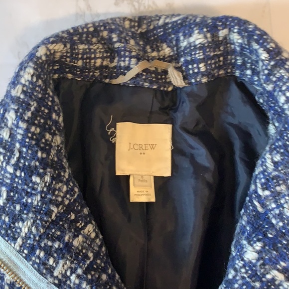 J Crew Blue and Grey Asymmetrical Wool Zip Coat - Picture 6 of 9
